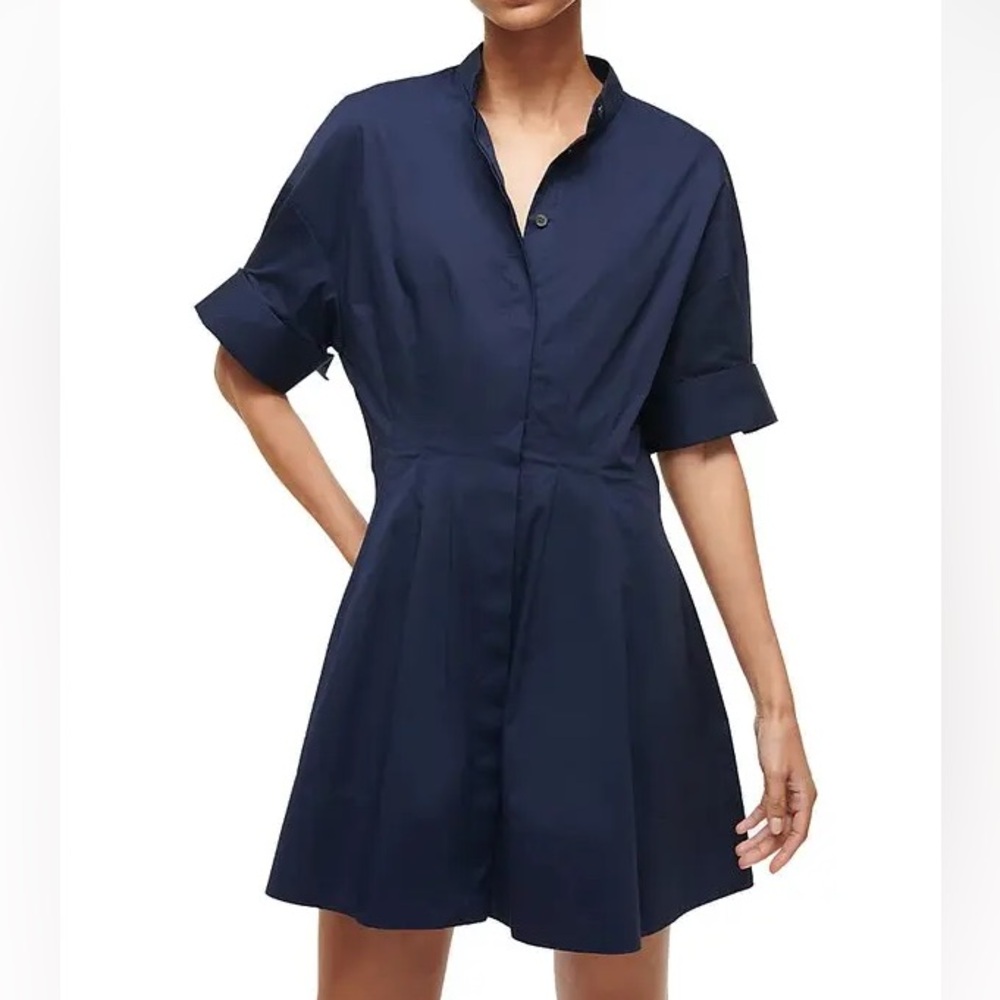 STAUD Lorenza Mini Shirt Dress Navy XL
